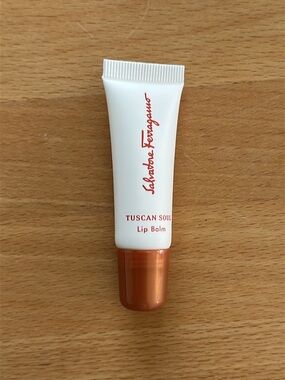 Salvatore Ferragamo Lip Balm in White Tube with Copper Cap
